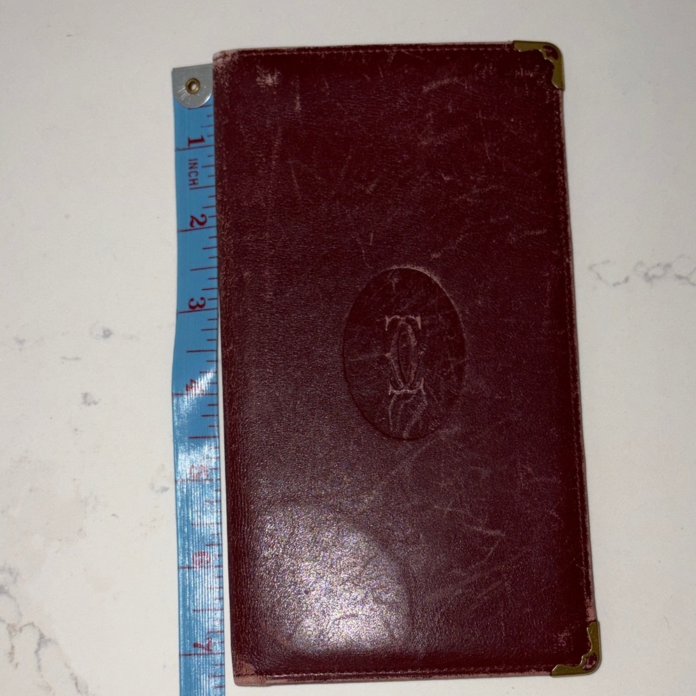 Vintage Cartier Burgundy Leather checkbook/planner/card holder long wallet - Picture 7 of 7